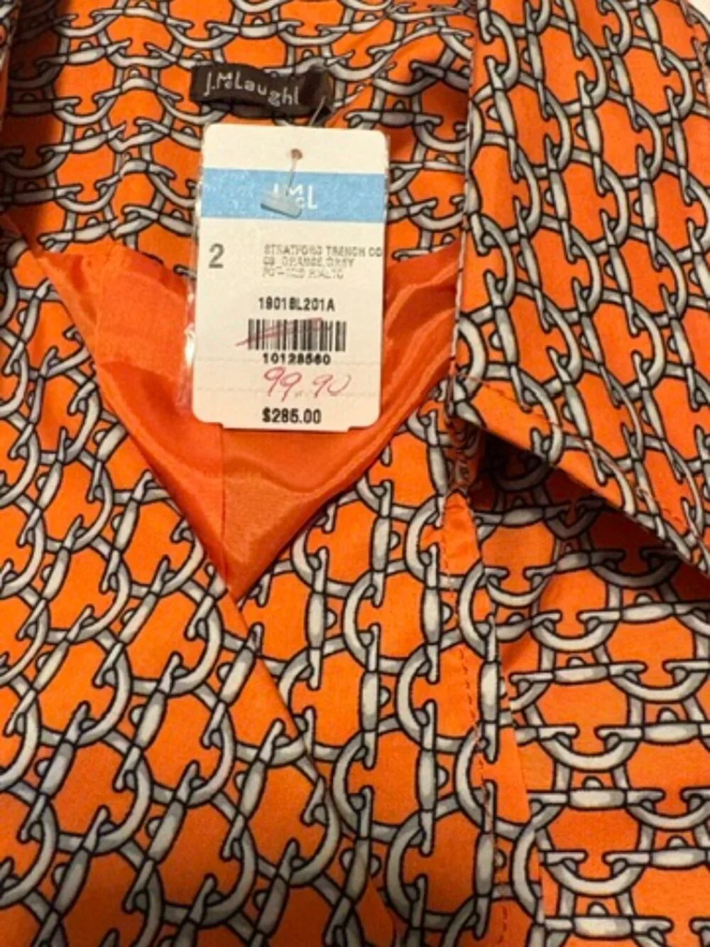 NWT J. McLaughlin print trench coat
